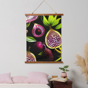 Vintage Figuren und Drachenfrucht Wandteppich Mit Holzrahmen