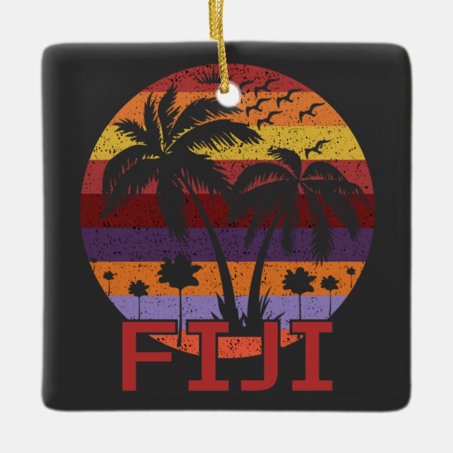 Vintage Fiji Summer Beach Reise Keramikornament (Vorderseite)