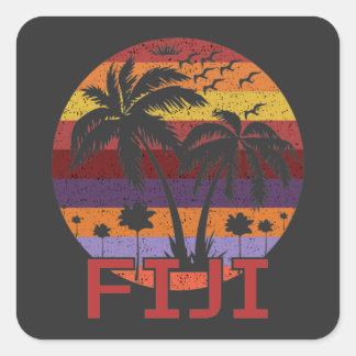 Vintage Fiji Summer Beach Reise Quadratischer Aufkleber