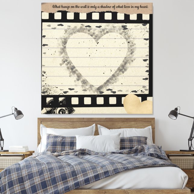 Vintage Film Heart Collage Stretched Canvas Leinwanddruck (Insitu (Schlafzimmer))