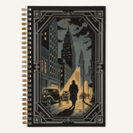 Vintage Film Noir City Rain & Art Deco Journal Notizbuch