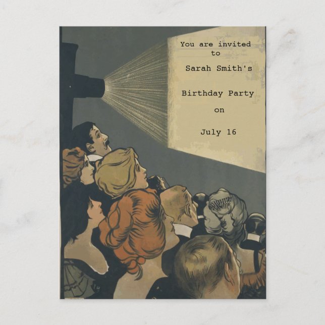 Vintage Filmeinladung Einladungspostkarte (Vorderseite)