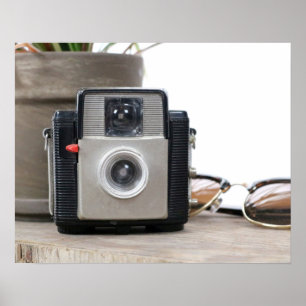 Vintage Filmkamera Blume Pot & Glasses 16x20 Poster