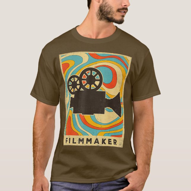 Vintage Filmmaking Retro Poster T-Shirt (Vorderseite)