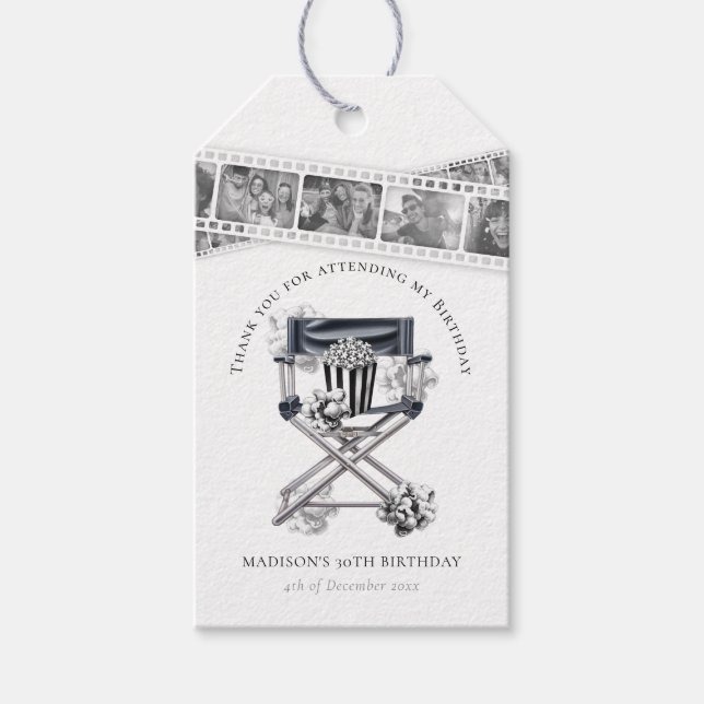 Vintage Filmnacht Erwachsene Geburtstag Geschenkanhänger (Vorderseite)