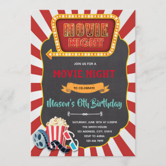 Vintage Filmnacht Geburtstagsfeier Einladung