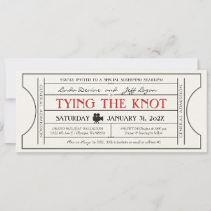 Vintage-Filmthemen-Hochzeitsticket-Einladung Einladung
