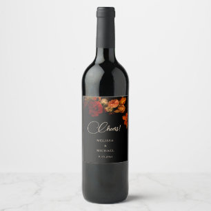 Vintage Fine Art dunkle florale Hochzeits Cheers Weinetikett
