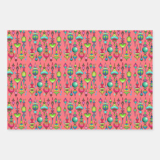 vintage finial ornaments bright variety size geschenkpapier set