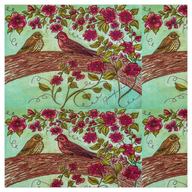 Vintage Finken Stoff (Muster)