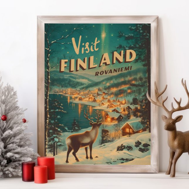 Vintage Finland Rovaniemi Reindeer Poster (Von Creator hochgeladen)