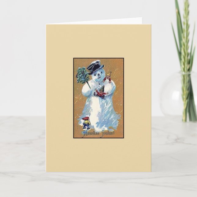 Vintage finnische Hauskaa Joulua Weihnachtskarte Feiertagskarte (Vorderseite)