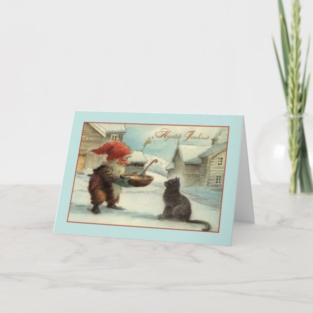 Vintage finnische Hyvää Joulua Weihnachtskarte Feiertagskarte (Vorderseite)