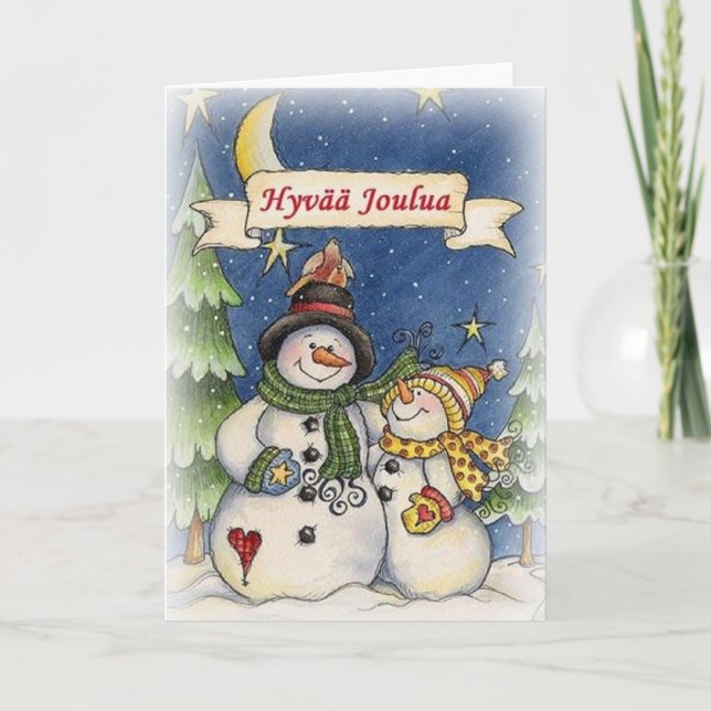 Vintage finnische Hyvää Joulua Weihnachtskarte Feiertagskarte (Vorderseite)