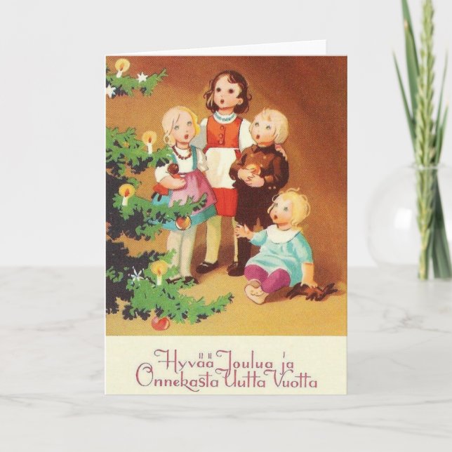 Vintage finnische Weihnachts- und Neujahrskarte Feiertagskarte (Vorderseite)