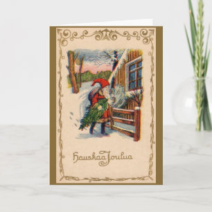 Vintage finnische Weihnachtsgrußkarte Feiertagskarte
