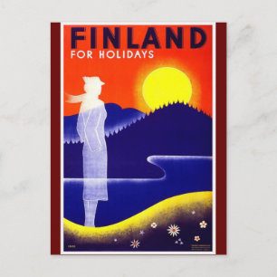 Vintage-Finnland-Reiseposter-Design Postkarte