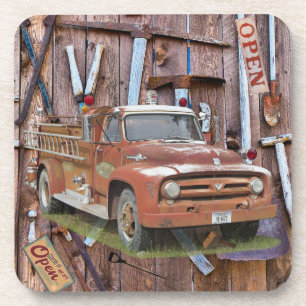 Vintage Fire Truck Tools Getränkeuntersetzer