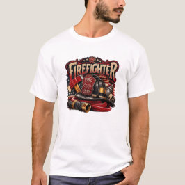Vintage Firefighter Retro Emblem Design T-Shirt