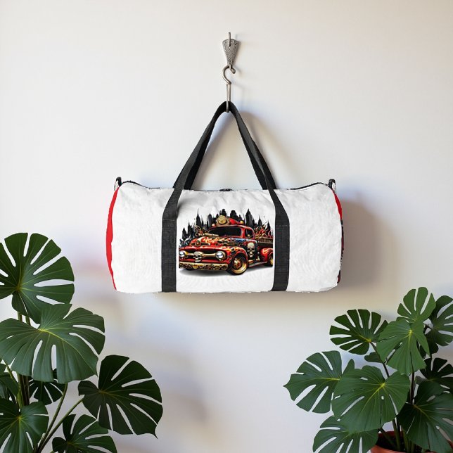 Vintage Firetruck American Flag Hero Duffle Bag (Von Creator hochgeladen)