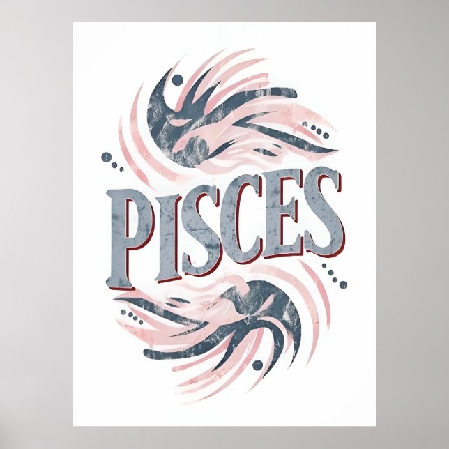 Vintage Fisces Zodiac-Zeichen Poster (Vorne)