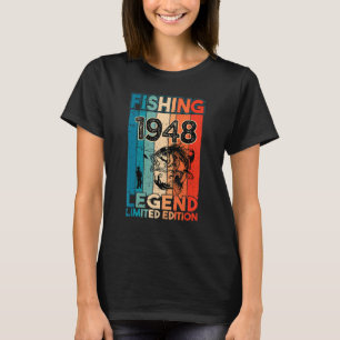 Vintage-Fisch-Angler-Bass-Angeln-Legende 1948 Bi T-Shirt