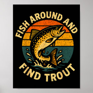 Vintage Fisch Herum Und Finden Forellen Angler Fis Poster