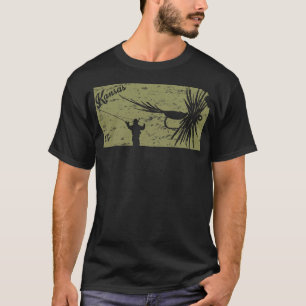 Vintage Fisch Kansas State Karte KS Fliegenfischen T-Shirt
