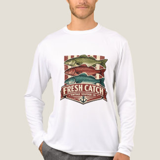 Vintage Fisch-Shirt - Retro-Meeresfrüchte-Label An Tri-Blend Shirt