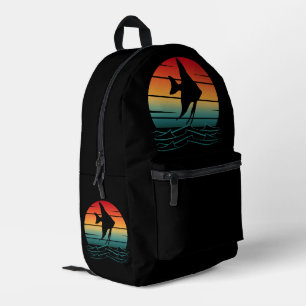 Vintage Fisch Sonnenuntergang Angeln Bedruckter Rucksack