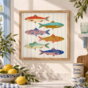 Vintage-Fisch-Wandkunstposter Küstenküchen-Dekor Poster