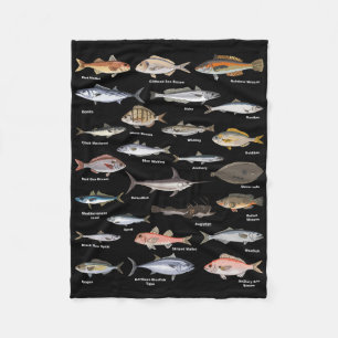 Vintage-Fischbestimmungsdiagramm Angeln Fleecedecke