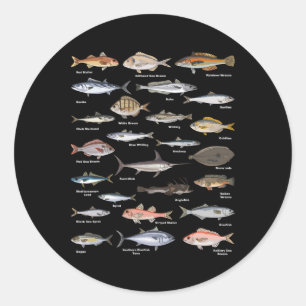 Vintage-Fischbestimmungsdiagramm Angeln  Runder Aufkleber