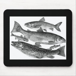 Vintage Fischdrucke Mousepad