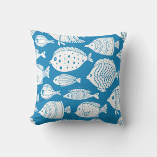 Vintage-Fische: Dekoratives Illustrations-Set. Kissen