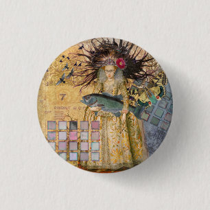 Vintage-Fische-Frau-Gotik-Klassiker Button