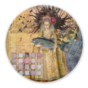 Vintage-Fische-Frau-Gotik-Klassiker Keramikknauf