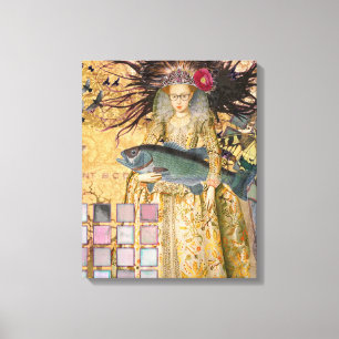 Vintage-Fische-Frau-Gotik-Klassiker Leinwanddruck
