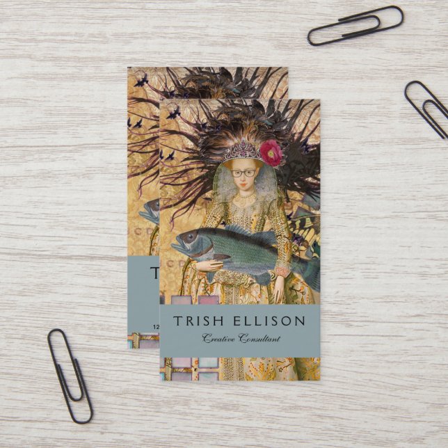 Vintage Fische Gotische Klassik Visitenkarte (Vorderseite/Rückseite Beispiel)