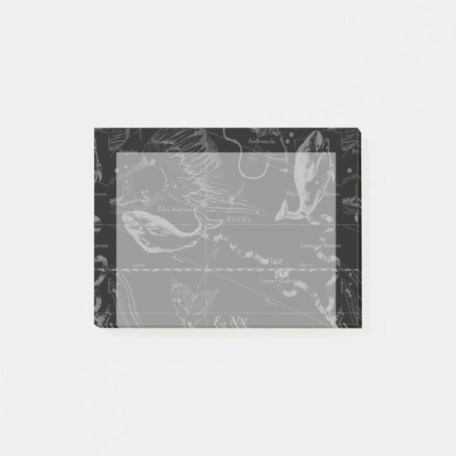 Vintage Fische Konstellation Hevelius Gravur Post-it Klebezettel (Vorderseite)