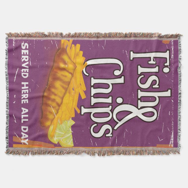 Vintage Fische und Pommes Frites Poster Decke (Vorderseite)