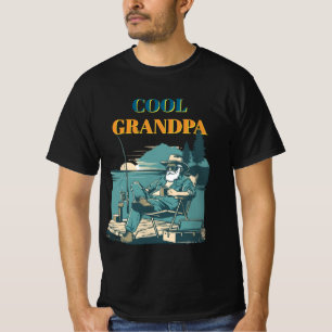 Vintage-Fischer am Dock Retro-Angler-Design T-Shirt