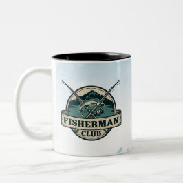 Vintage-Fischerclub Retro-Berggrafik Zweifarbige Tasse