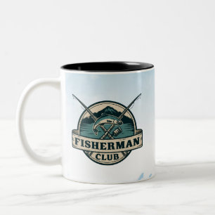 Vintage-Fischerclub Retro-Berggrafik  Zweifarbige Tasse