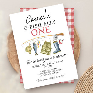 Vintage Fischerei O-Fisch-Ally 1. Geburtstag Einladung