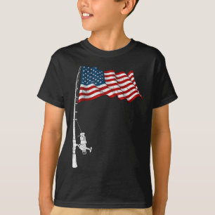 Vintage Fischerei unter amerikanischer Flagge Funn T-Shirt