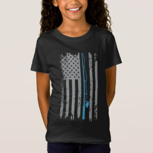 Vintage Fischerei unter amerikanischer Flagge T-Shirt