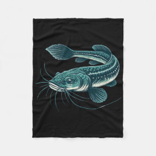 Vintage Fischkunst Wandelnder Wels Fleecedecke