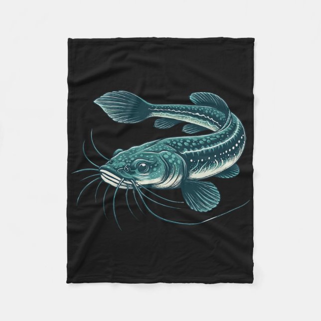 Vintage Fischkunst Wandelnder Wels  Fleecedecke (Vorderseite)