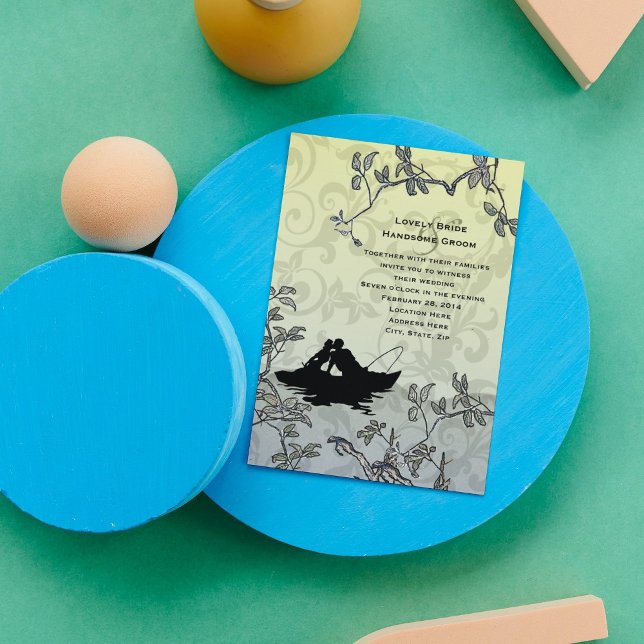 Vintage Fischliebhaber Blauer Hochzeitstag Einladung (Von Creator hochgeladen)